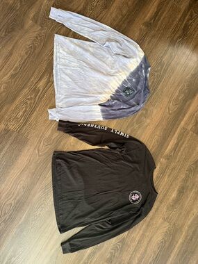 Simply Southern Long Sleeve Tee - Black & Tie-Dye Blue/White Size Small